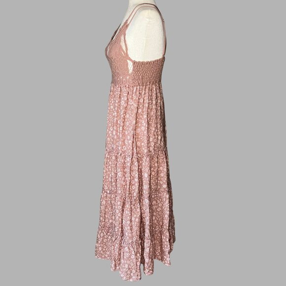 Chrysanthemum Blush Lace & Floral Maxi Dress – Size S - Picture 5 of 10